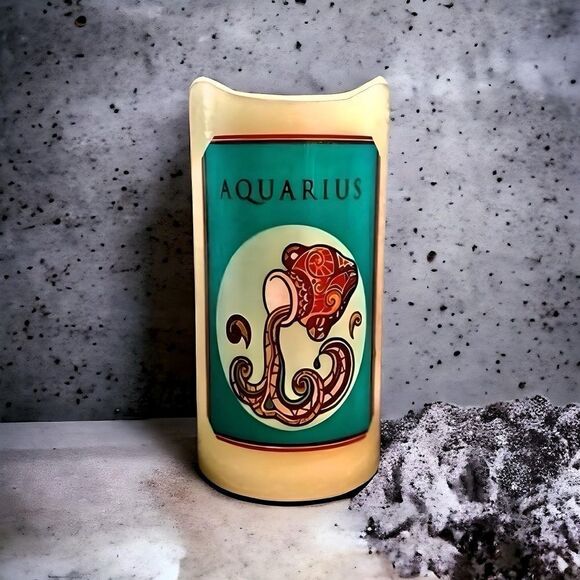 Nwot. Aquarius ♒️ Zodiac Flameless Candle With Timer. - Picture 1 of 5